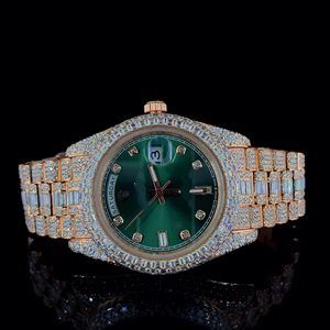 นาฬิกาข้อมือผู้ชายคุณภาพสูง ดีไซน์ฮิปฮอป แร็ปเปอร์ ประดับเพชรเต็มหน้าปัด ผลิตด้วยเพชรเลี้ยงในห้องปฏิบัติการ  แบบหรูหรา สีเงิน สีทอง ทรงกลม ระบบควอตซ์ - Product Image 5