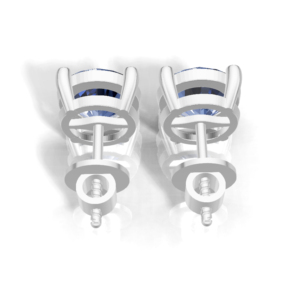 Heerani Jewels Brilliant Cut Natural <b>Blue</b> <b>Sapphire</b> Stud <b>Earrings</b> 925 Sterling Silver Silver Plated Classic Claw Setting 1.9g - Product Image 2