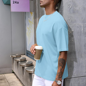 T-shirt surdimensionné léger pour homme, logo et design personnalisés, manches courtes, style épaules tombantes, col rond, tissu tricoté à séchage rapide - Product Image 6