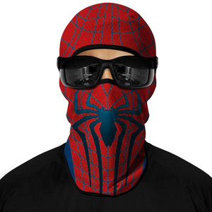 Cagoule Spider-Man intégrale rouge et bleue avec motif toile, personnalisable, unisexe, pour adulte, usage extérieur, respirante, imperméable, par sublimation - Product Image 1