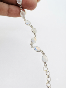 GIGLI RIGLI <b>GEMS</b> White Rainbow Moonstone 925 Silver 8 <b>Stone</b> Adjustable Luxury Tennis Glowing Charm <b>Bracelet</b> Handmade for - Product Image 3