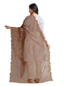 Dupatta de Tela de Red con Hermosos Diseños Indios, Bordado Elegante, para Bodas, Uso Casual, Tradicional, para Mujeres y Niñas - Product Image 5