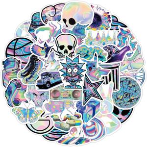 Pegatinas de PVC holográficas láser de alta calidad y diseño atractivo |   Calcomanías Decorativas para el Hogar, Resistentes al Agua y con Barniz UV, para Computadoras Portátiles - Product Image 1