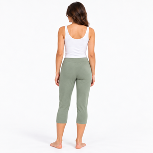 Women High Seamless Sage Green <b>Capri</b> <b>Leggings</b> for Spandex Nylon Jersey Stretch Soft Casual Lounge Yoga Wear OEM Wholesale - Product Image 6