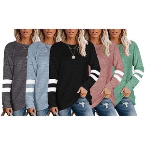 Tunique ample à manches longues et col rond pour femme, chemise décontractée d'hiver pour les activités de plein air - Product Image 1