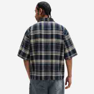 Chemise en flanelle à carreaux pour homme, manches courtes, décontractée, respirante, en coton, style été, 220g, sur mesure, T-shirt pour homme - Product Image 2