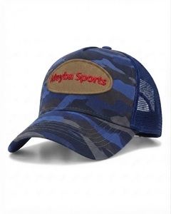 Casquette Trucker Camouflage Bleue avec Logo Personnalisé, Dos en Maille, Fermeture Snapback, Structurée 5 Panneaux, Visière Courbée, pour Sports de Plein Air et Baseball - Product Image 4