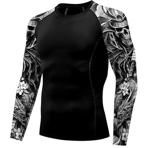 Wholesale Men <b>Compression</b> <b>Shirt</b> Long Sleeve Rash Guard Graphic Print UV Protection OEM Factory Price - Product Image 5