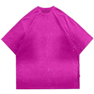 T-shirt à manches courtes surdimensionné pour homme, col rond, imprimé marron et violet, style streetwear - Product Image 3