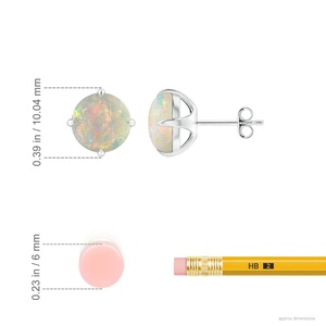 Natural Round <b>Opal</b> Stud <b>Earrings</b> 14kt Solid Gold Solitaire Four Prong Fine Jewelry for Women OEM ODM Wholesale - Product Image 3