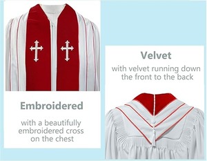 Robe de prêtre de luxe pour le clergé, robe d'église avec croix brodée, origine importée, velours. - Product Image 6