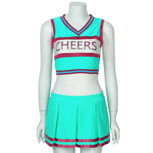 Ensemble uniforme de cheerleading style universitaire haut à manches longues jupe plissée dégradé de couleurs blocs de couleur personnalisés orné de strass - Product Image 5