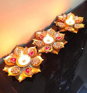 Vedela Naturals <b>Brass</b> <b>Lantern</b> Lotus Shape Paisley Embellished Handmade Home Decoration for Weddings and Table Use India Origin - Product Image 2
