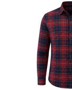 Camisa de Franela a Cuadros Roja y Azul Marino Personalizada para Hombre, Corte Ajustado, con Botones, Manga Larga, de Algodón, Estilo Casual y Urbano - Product Image 3