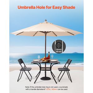 Tavolo da Pranzo da Esterno Quadrato in Metallo da 37 Pollici con Doghe in Acciaio, Resistente alle Intemperie, con Foro per Ombrellone da 1,5 Pollici - Product Image 5