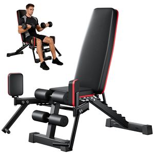 Panca Pesi Pieghevole per Palestra Domestica in Pelle PU per Allenamento di Forza con Sistema di Abduzione dell'Anca e Corde Elastiche di Resistenza - Product Image 1
