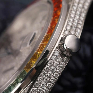 Montre de luxe RAHA en moissanite pour femme, bracelet en acier inoxydable, boîtier rond de 20 mm, cristal saphir de 42 mm, mouvement à quartz analogique - Product Image 6