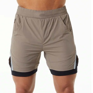 Custom Compression 2 in1 Blank Designer 100% Cotton Fitness <b>Boxer</b> Gym Workout Sports Shorts Mens Double Layer Joggers Shorts - Product Image 1