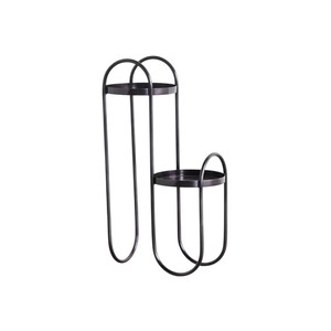 Support à plantes en métal noir de style moderne, pour intérieur et extérieur, sur pied, en fer, pour pots de fleurs, présentoir pour balcon et jardin - Product Image 1