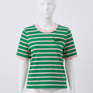 Suéter de punto acrílico a rayas rosa y verde personalizado, estilo casual para mujer, ideal para hermandades, camiseta, ropa griega. - Product Image 3