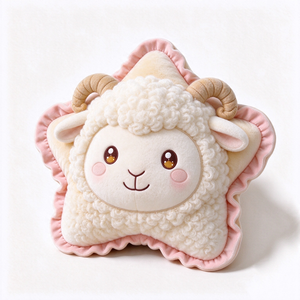 Almohada de peluche personalizada con forma de estrella y borde con volantes, lindo cojín de oso de peluche marrón. - Product Image 5