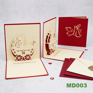 Custom Handmade 3D Pop-up New Year Greeting Cards High Quality <b>Gloss</b> Varnishing Kraft <b>Paper</b> 2-color Offset UV Baby Cariage - Product Image 6