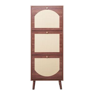 Mueble zapatero marrón de 3 cajones con cubierta de ratán 54*24*135 cm Aglomerado 54*24*135 cm Marrón - Product Image 2