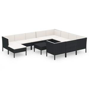 Conjunto de Muebles de Jardín Negros con Cojines Blanco Crema, Colección de Muebles para Patio - Product Image 2