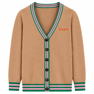 Ajoutez vos pulls personnalisés de haute qualité à col en V pour les logos des sororités, fraternités, écoles, collèges, universités, cardigans tricotés - Product Image 1