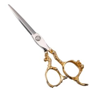 Proveedor de tijeras de corte de pelo de peluquero Tijeras de peluquería con mango de dragón grabado en oro - Product Image 1