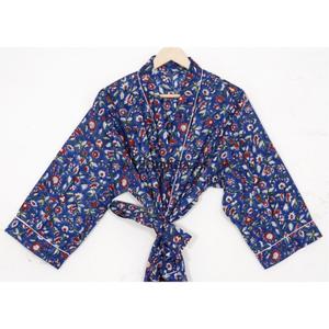 Kimono Informal Romántico 100% Algodón, Largo, con Cierre de Cordón, para Dormir, para la Playa, con Diseño Floral Indio, para Verano - Product Image 2