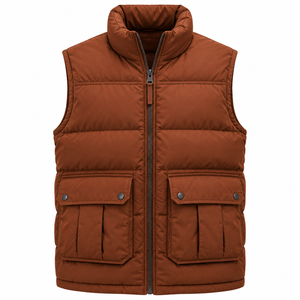 Sleeveless Quick Dry Breathable Zipper Slim Fit Men's Winter Jacket Blue Color Stand Collar Side <b>Pockets</b> Body <b>Warmer</b> - Product Image 5