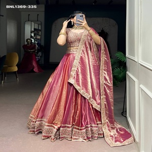 Lehenga Choli Dupatta de Seda de Última Moda 2026, de la Mejor Calidad, para Festivales, Color Azul, Exportaciones Needle, Largo hasta el Suelo, para Bodas Diwali - Product Image 1