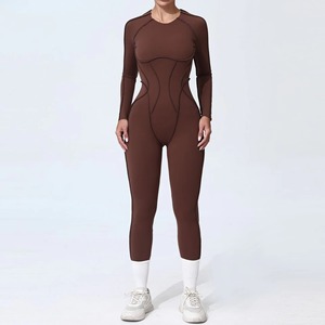 ชุดจั๊มสูทโยคะแบบเต็มตัวสำหรับผู้หญิง ขายส่งตามสั่ง เสื้อผ้าออกกำลังกายฤดูร้อน ชุดออกกำลังกายแขนยาว - Product Image 3