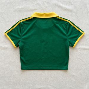 Camiseta de Fútbol de Manga Corta con Cuello Verde y Amarillo, Top Corto Tipo Polo Personalizado, Camiseta Deportiva de Verano para Mujer, Estilo Retro Y2K - Product Image 5