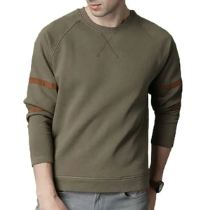 Sweat-shirt à col rond pour homme, couleur olive, avec logo personnalisé, manches unies, en coton tricoté, décontracté, pour l'automne, coupe classique - Product Image 1