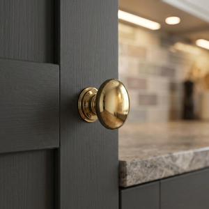 Traditional Oval Brass Cabinet Knob Shiny Gold Finished Furniture Hardware Handle for Kitchen Dresser <b>Wardrobe</b> <b>Door</b> Home Office - Product Image 6
