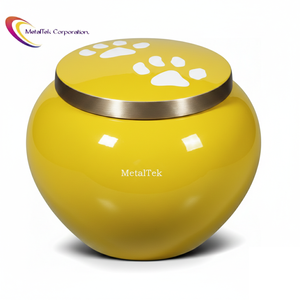Urna Funeraria Premium de 5 Pulgadas, Color Amarillo Brillante, con Doble Huella de Pata, para Perros y Gatos, Recuerdo Conmemorativo Duradero, Suministros Funerarios al por Mayor - Product Image 1