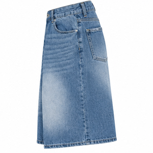 <b>Men's</b> Light Wash Denim Shorts <b>Wide</b> <b>Leg</b> Casual Summer Three Quarter <b>Jeans</b> Button - Product Image 3