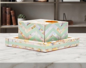 Handmade Mother of Pearl Sandalwood Wood Incense Burner <b>Set</b> <b>Square</b> Aromatherapy Religious Home Decor Mubkhar - Product Image 3