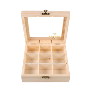 Boîte à bijoux en bois naturel artisanale avec couvercle, design rectangulaire classique personnalisé, organisateur de rangement à charnières pour usage domestique - Product Image 3