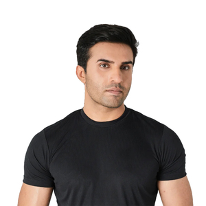 Men's <b>Black</b> Short Sleeve Crew Neck T-<b>Shirt</b> Slim Fit Quick Dry Knitted Polyester Casual Wear T-<b>Shirt</b> Solid Color Sport <b>Tee</b> - Product Image 5
