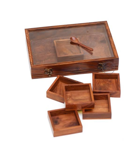 Boîte à fruits secs en bois moderne et durable avec couvercle élégant en acrylique, multi-compartiments, pour le rangement de cuisine - Vente en gros - Product Image 1