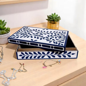 กล่องเครื่องประดับงานฝีมือลายดอกไม้โมร็อกโกแบบเป็นมิตรกับสิ่งแวดล้อม ตกแต่งด้วยกระดูกฝังลายดอกไม้ สำหรับเก็บของตกแต่งบ้าน ตกแต่งโต๊ะ ของขวัญปีใหม่ - Product Image 1