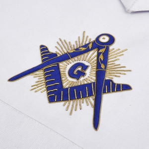 Master Mason Blue Lodge <b>Apron</b> <b>White</b> Velvet Hand Threaded Silk Hand Embroidery <b>White</b> Leather with Premium Masonic Regalia - Product Image 3