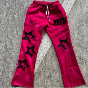 Streetwear OEM pour hommes, pantalon de jogging lourd en éponge française vintage avec broderie et lavage à l'acide, pantalon de survêtement évasé personnalisé - Product Image 5