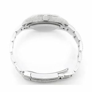 Reloj de Lujo con Incrustaciones de Moissanita, Esfera Azul Hielo, Reloj Mecánico Automático con Diamantes, Acero Inoxidable - Product Image 3