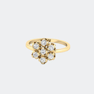 Anillo de Compromiso de Diamantes en Oro con Corte Brillante de 0.50 CTW, Diseño de Racimo de Flores, Minimalista y de Lujo, Certificado IGI, Regalo de Aniversario de Bodas - Product Image 1