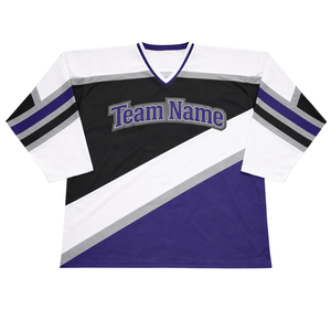 Maillot de hockey sur glace personnalisé par sublimation, noir, blanc, violet, uniforme d'équipe, maillot de hockey respirant pour hommes, vêtements de sport - Product Image 1