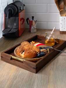 Bandeja de Madera para Servir en Casa, Bandeja de Desayuno de Madera Maciza con Asas, Bandeja Decorativa con Logotipo Personalizado al por Mayor - Product Image 4